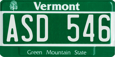 VT license plate ASD546