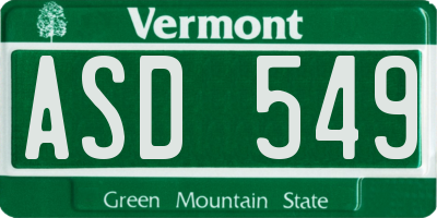 VT license plate ASD549