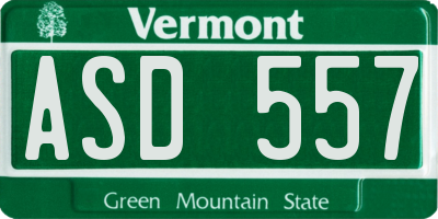 VT license plate ASD557