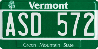VT license plate ASD572