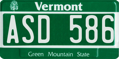 VT license plate ASD586