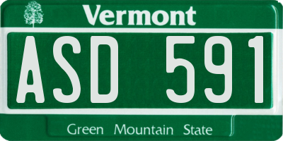 VT license plate ASD591