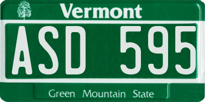 VT license plate ASD595