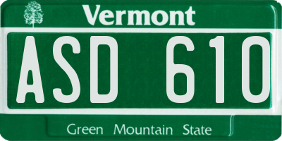 VT license plate ASD610