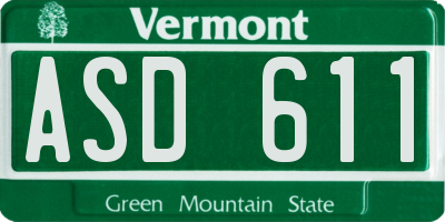 VT license plate ASD611