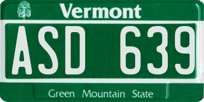 VT license plate ASD639
