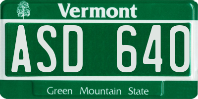 VT license plate ASD640