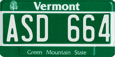VT license plate ASD664