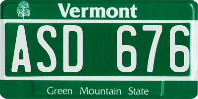 VT license plate ASD676
