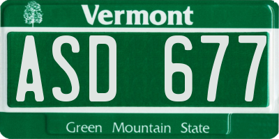 VT license plate ASD677