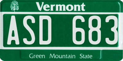 VT license plate ASD683