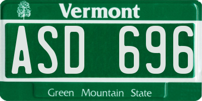 VT license plate ASD696