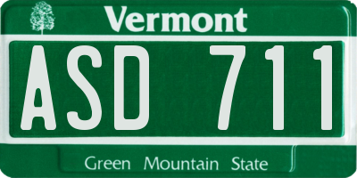 VT license plate ASD711