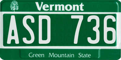 VT license plate ASD736
