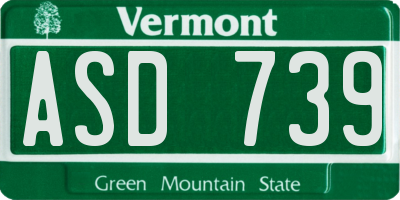 VT license plate ASD739