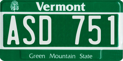 VT license plate ASD751