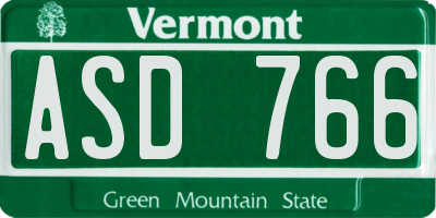 VT license plate ASD766