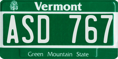 VT license plate ASD767