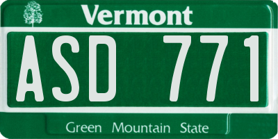 VT license plate ASD771