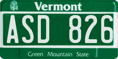 VT license plate ASD826
