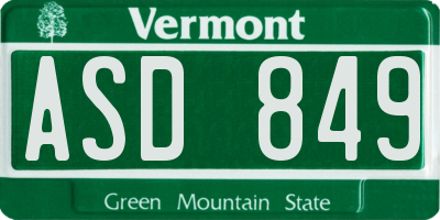 VT license plate ASD849