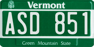 VT license plate ASD851