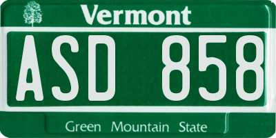 VT license plate ASD858