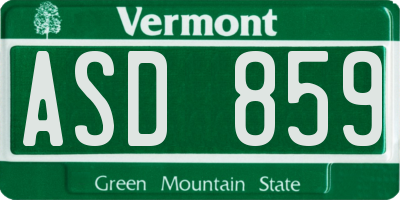 VT license plate ASD859