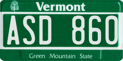 VT license plate ASD860
