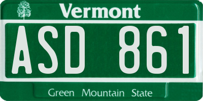 VT license plate ASD861