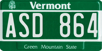 VT license plate ASD864