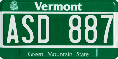 VT license plate ASD887