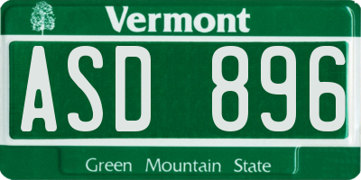 VT license plate ASD896