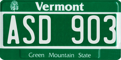 VT license plate ASD903