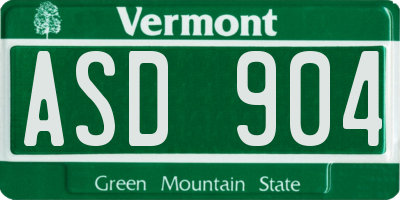 VT license plate ASD904