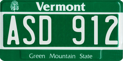 VT license plate ASD912