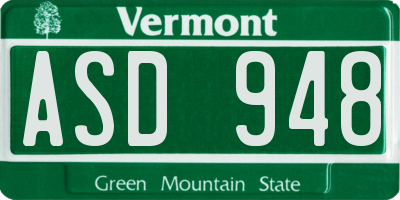 VT license plate ASD948