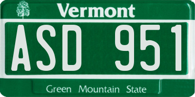 VT license plate ASD951