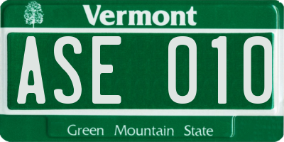 VT license plate ASE010