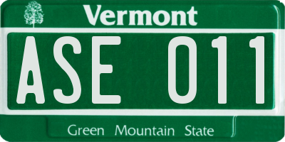VT license plate ASE011