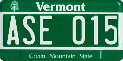 VT license plate ASE015