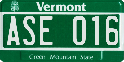 VT license plate ASE016