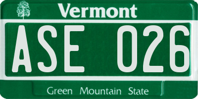 VT license plate ASE026