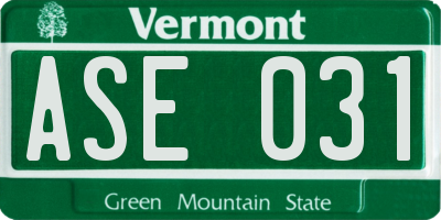 VT license plate ASE031