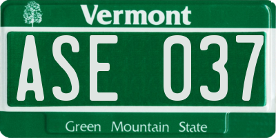 VT license plate ASE037