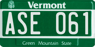 VT license plate ASE061