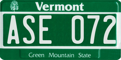 VT license plate ASE072