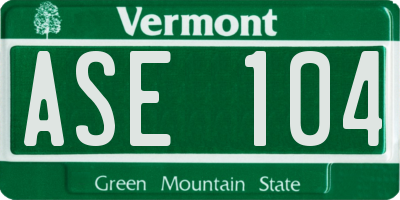 VT license plate ASE104