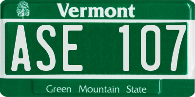 VT license plate ASE107