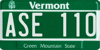 VT license plate ASE110